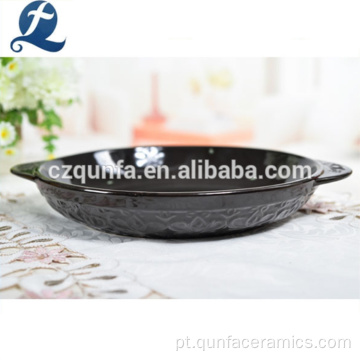 Placa cerâmica preta personalizada por atacado de forma redonda